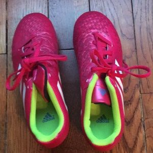 Adidas pink and white soccer cleats new